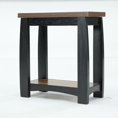 Rustic 2-tier End Table, Narrow Wood Side Table With Curved Legs, Farmhouse Accent Table For Living Room, Bedroom