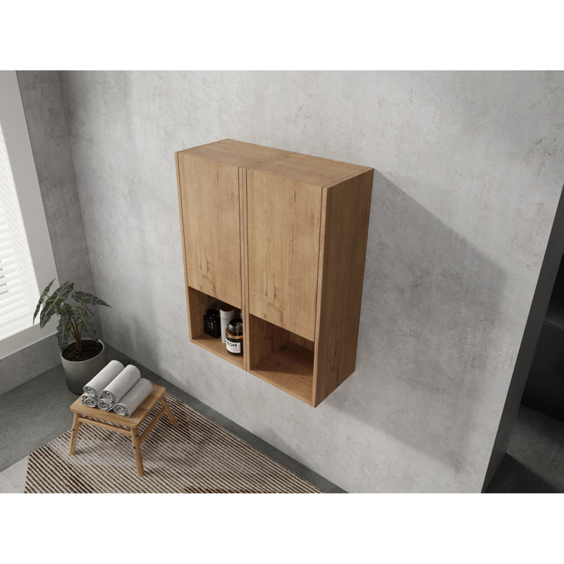 24" Bathroom Side Cabinet with Soft Close Doors, Float Mount Design