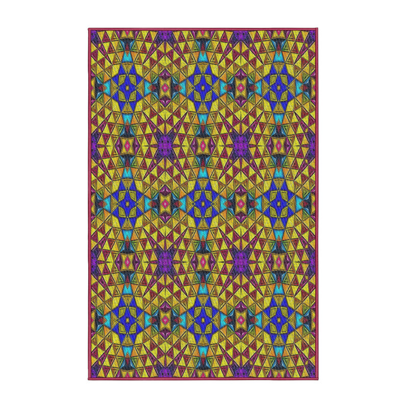 Tapis vert / mauve / bleu Boukra, Rectangle 5 pi x 7 pi