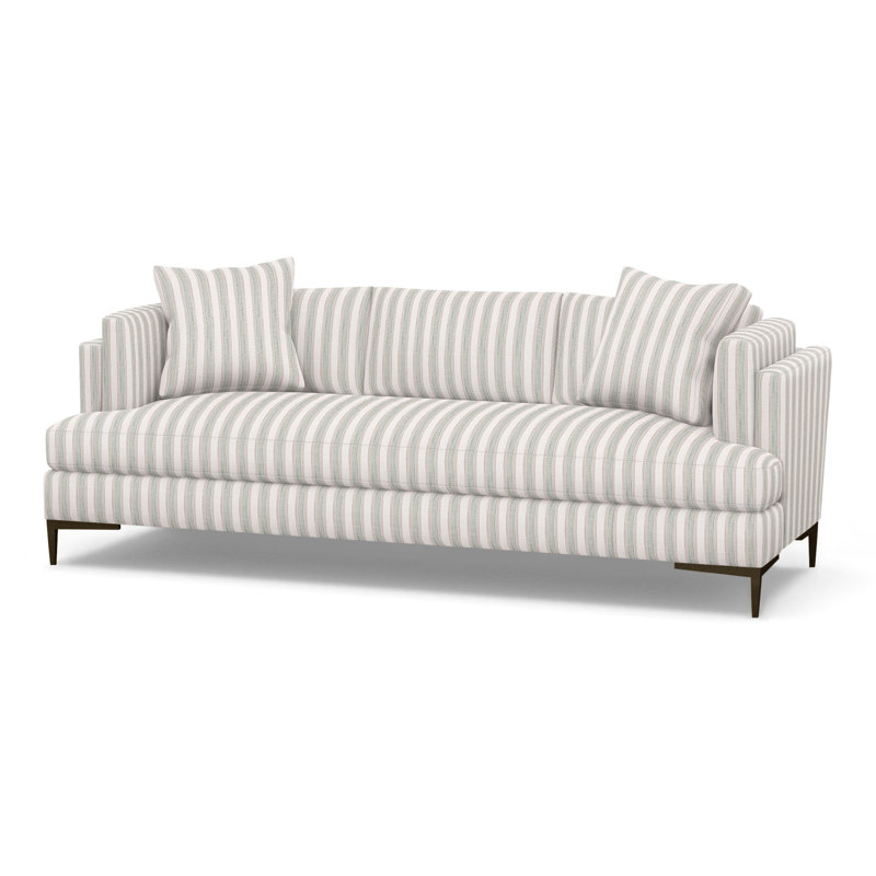Aiden Upholstered 90.5'' Sofa, Antique Bronze, Perigold Piccadilly Stripe Ash