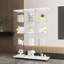 Très grande vitrine en verre à 4 tablettes, pour chambre de bureau - noir blanc, espace de présentation suffisant, panneaux trempés, structure en bois massif, méthode d'installation facile