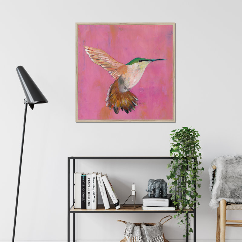 Sweet Hummingbird I by Mehmet Altug - Painting, 95cm H x 95cm W, Natural Wood Framed Paper Print