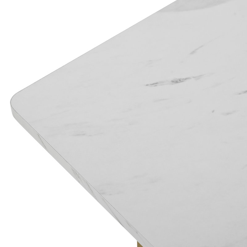 Beya Faux Marble Top Metal Base Dining Table, Black