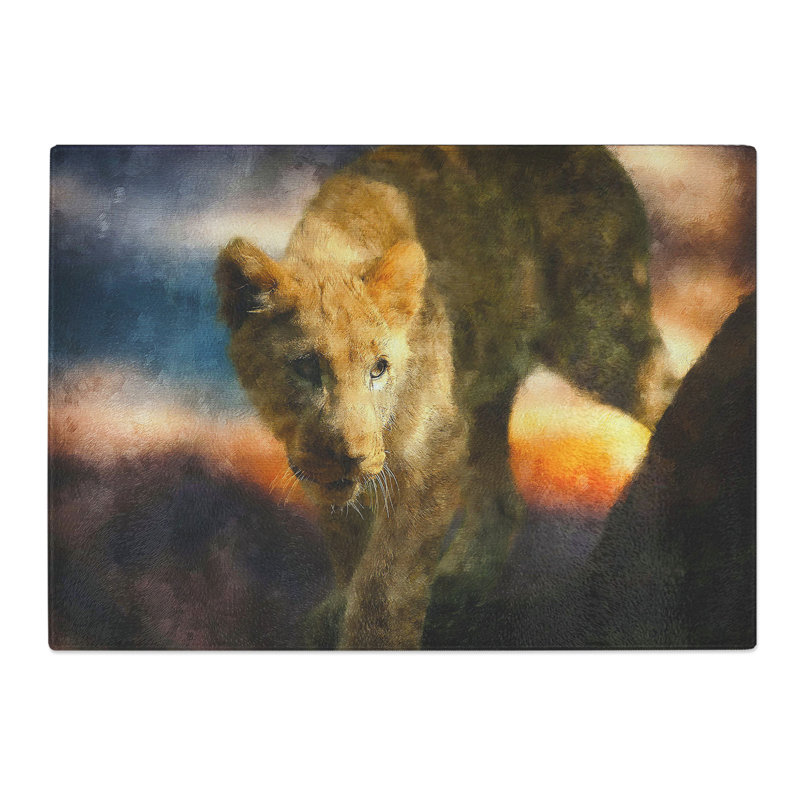 Lion Cub Painting Chopping Board, 0.4cm H x 20cm W x 28.5cm L