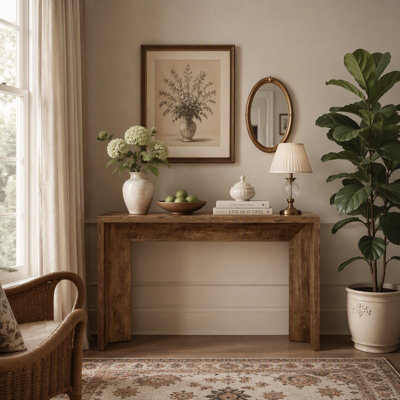 55" Rustic Console Table, Farmhouse Sofa Table Hallway Table