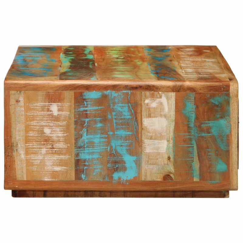 Table basse simple avec rangement Sheila, Bois massif récupéré, H 11,4 po x l 35 po x P 21,7 po
