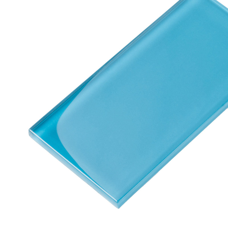 3"X 6" Polished Glass Subway Tile, Ocean Blue