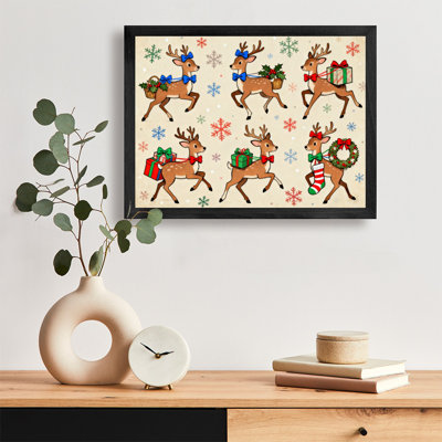 Reproduction d'art encadré noir rétro de Noël