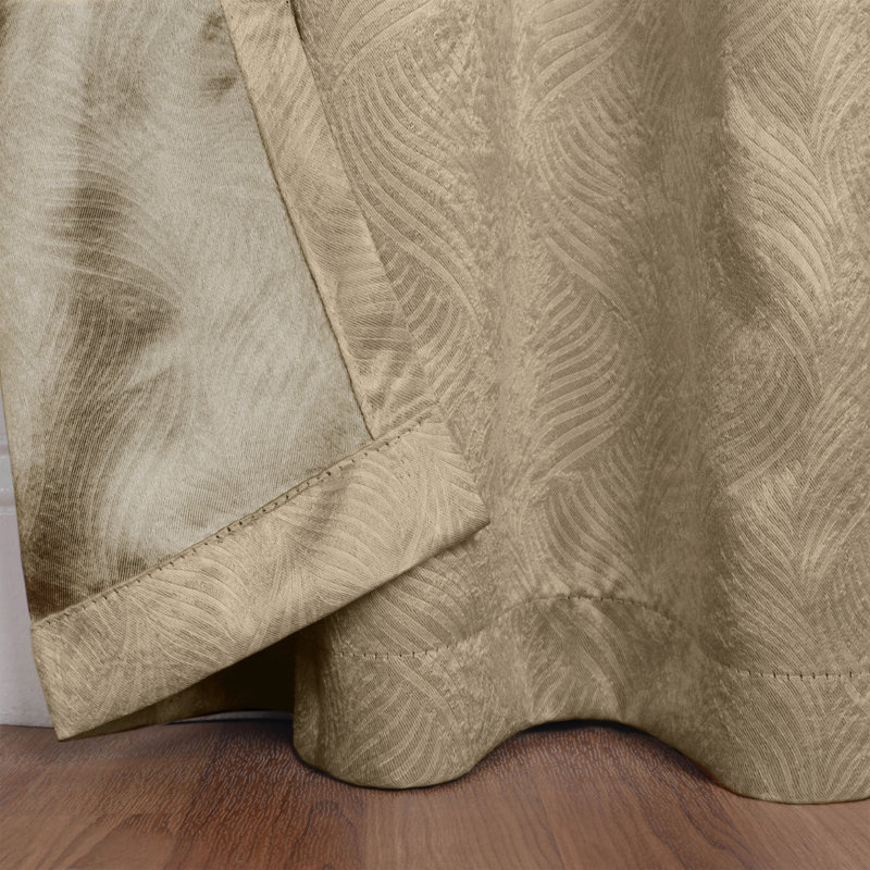 Vedder Geometric Room Darkening Thermal Curtain Panels, 52" W x 84" L, Tan