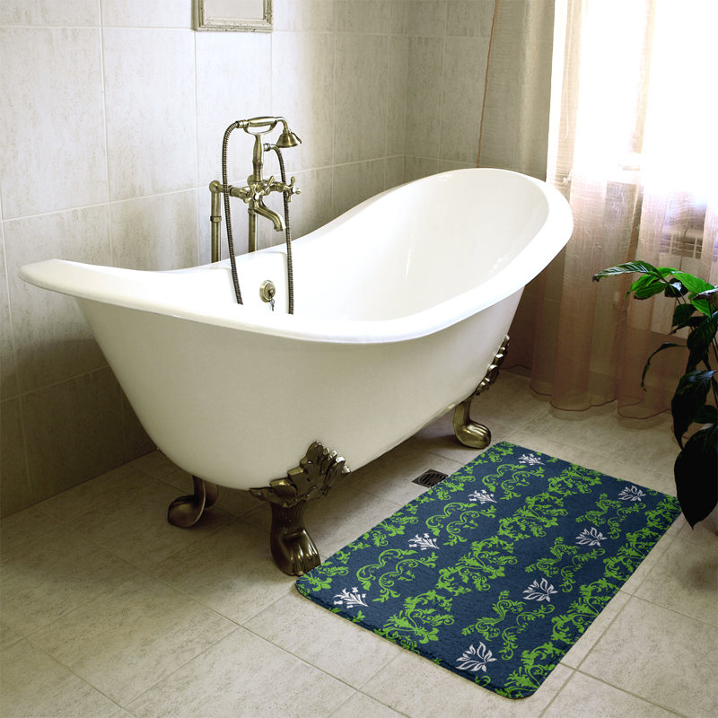 Tapis pour salle de bain Seattle Football Baroque, Vert action / bleu marine collège / blanc, l 21 po x L 34 po