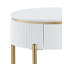 Table de bout blanche brillante et dorée avec pieds en métal, table de bout, tables de bout de salon, table de bout ronde, table de bout blanche, table de bout moderne