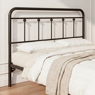 Metal Queen Size Headboard, Adjustable Height, Farmhouse Victorian Style, Steel Headboard Only For Bedroom, Easy Assembly, Black