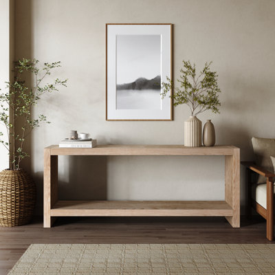 Grande console de style campagnard, table d'entrée rustique à 2 niveaux avec placage de bois, canapé rétro pour canapé derrière le canapé, salon, couloir, assemblage facile
