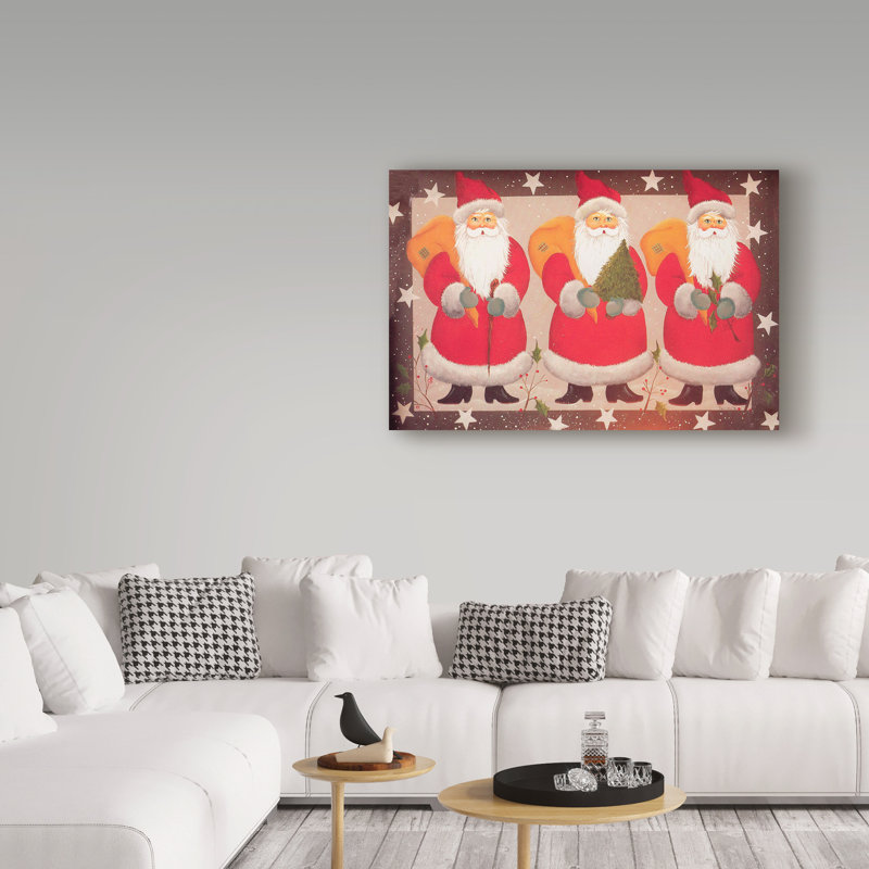« three pères noël », art sur toile, H 12 po x l 19 po x P 2 po