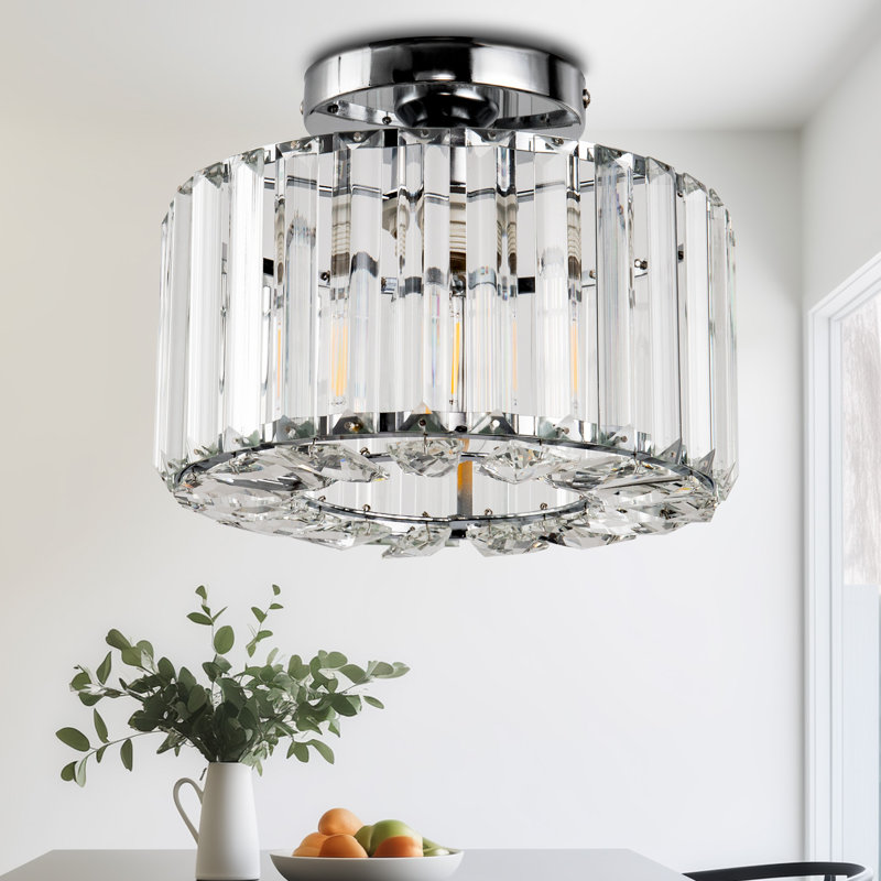Charlyne Crystal Semi Flush Mount, Chrome