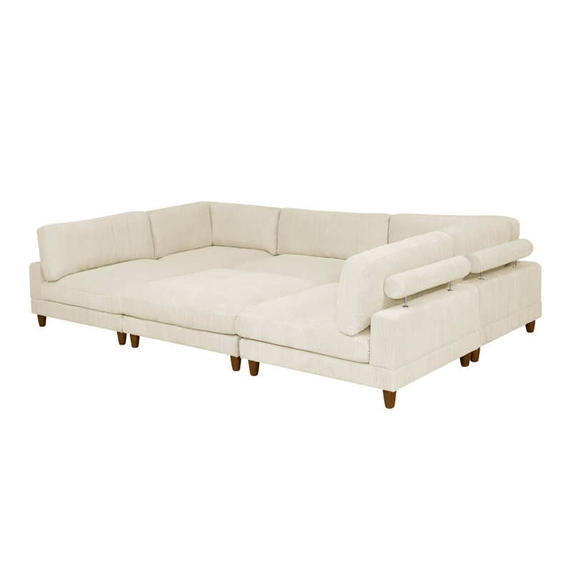 Canapé modulaire robuste en velours côtelé avec configuration personnalisée, Beige Corduroy, 34" H x 178" W x 89" D
