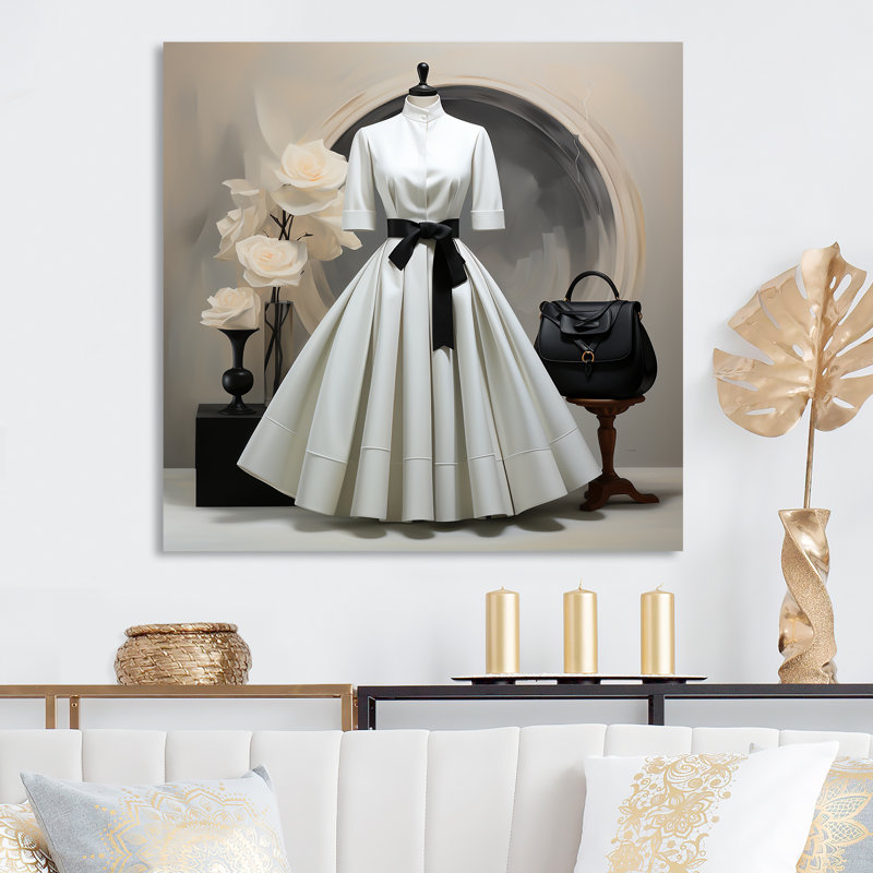 Robe et sac à main de la marque de mode - art mural en métal Dior, H 36 po x l 36 po