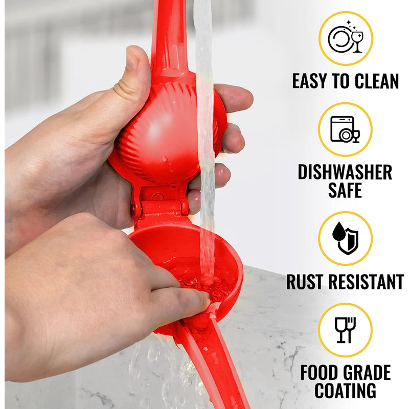 Red Aluminum Manual Citrus Juicer with Ergonomic Handle