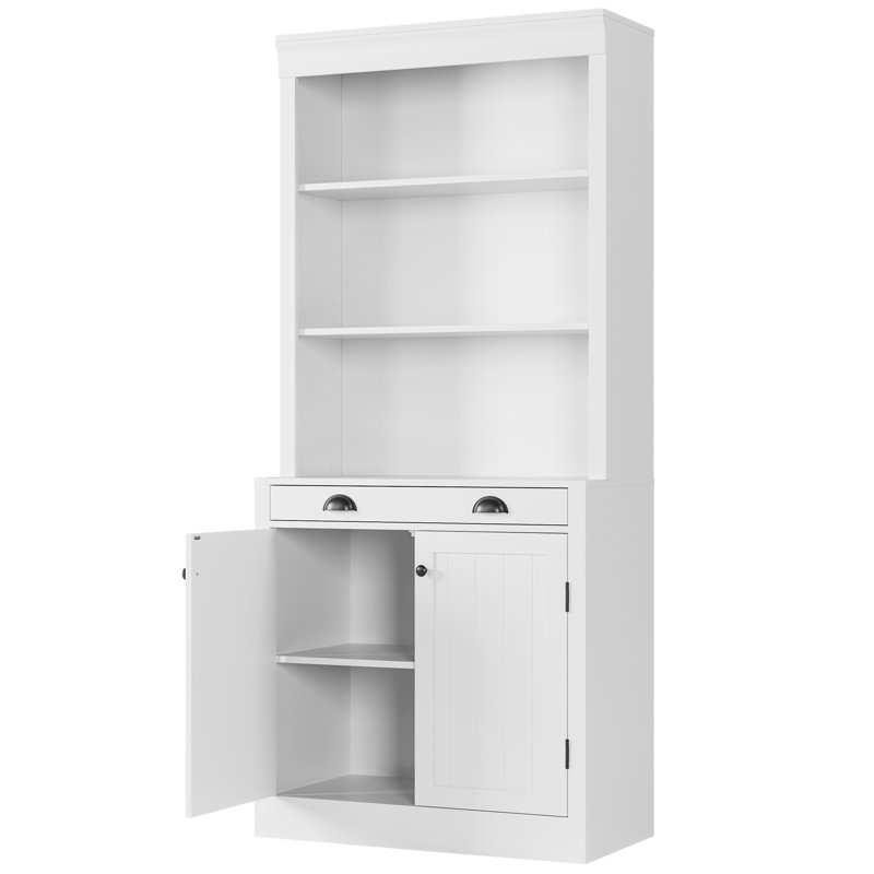 Bibliothèques avec 2 portes et 1 tiroir, rangement sur pied avec tablettes ouvertes
