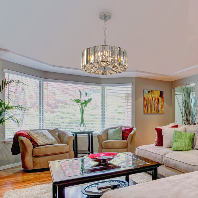 Lustre suspendu en cristal de 17 po