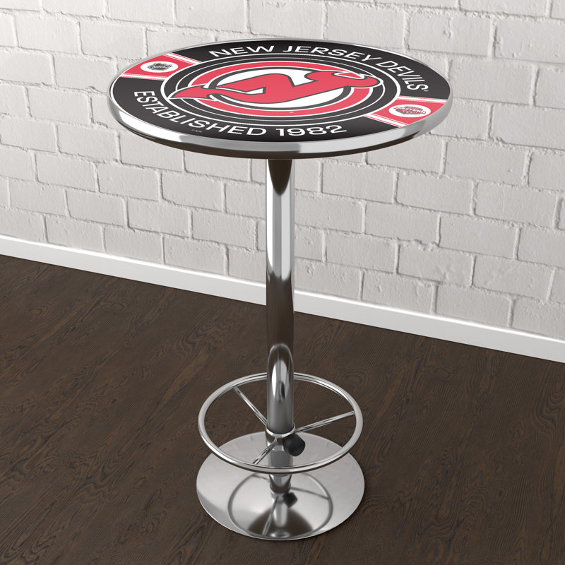 New Jersey Devils Patch  Bar Table With Footrest