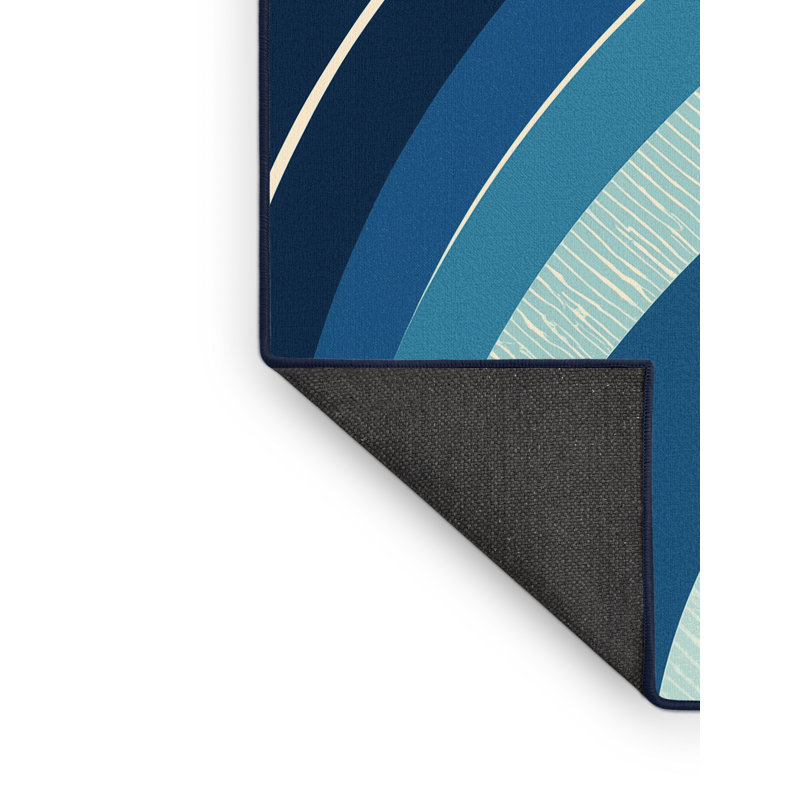 Tapis bleu moelleux moelleux et éclectique Shaler, 3 X 5