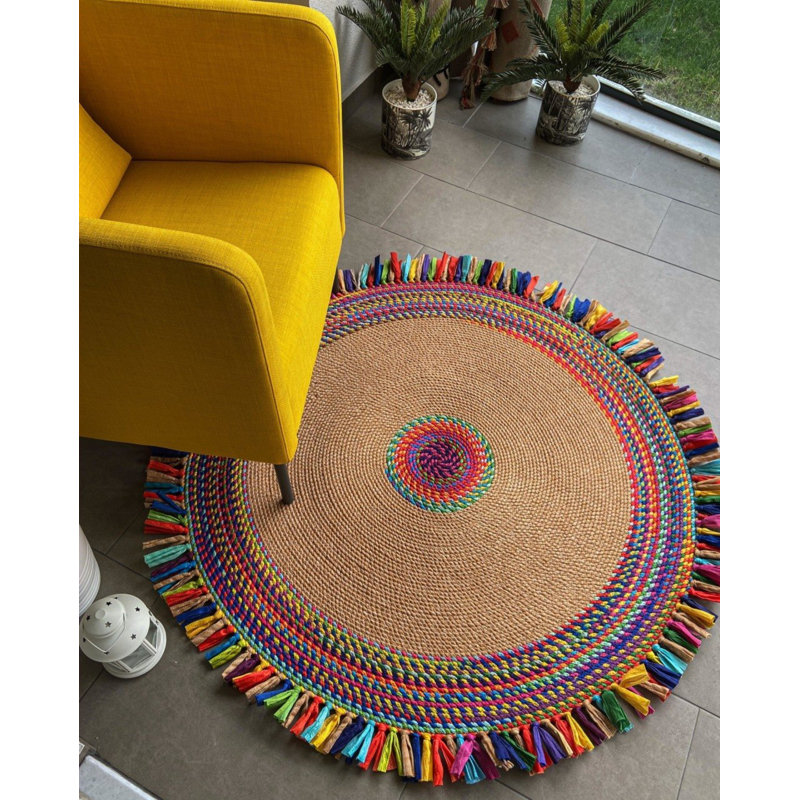 Iwona Striped Indoor Rug, Round 4'11''