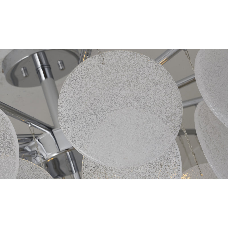 Transitional 7-Light Hanging Glass Chandelier, Chrome