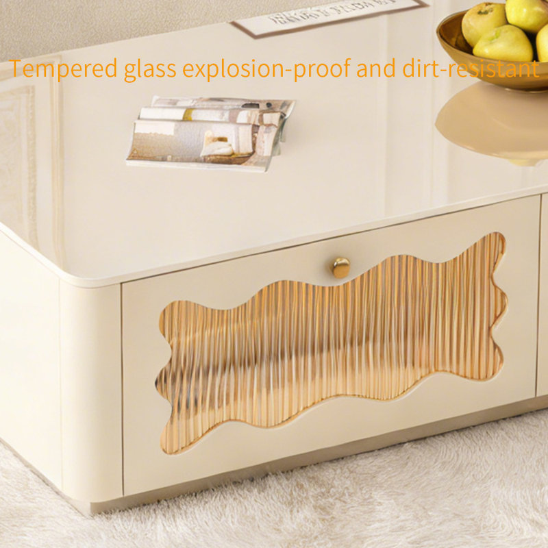 Table basse avec rangement en verre Luxury, H 14,17 po x L 55,11 po x l 23,62 po