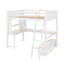 Lit mezzanine double avec bureau en L multi-rangement, lumière DEL et station de charge USB, banc de rangement avec tiroirs-114406378