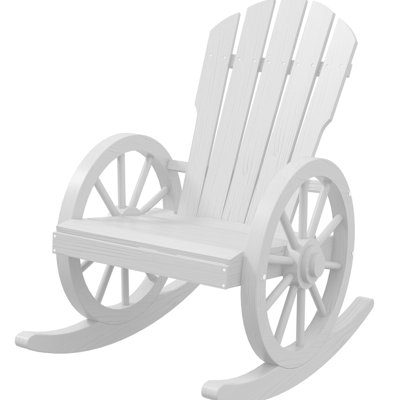 Chaise berçante d'extérieur confortable en blanc avec structure en bois et chaise berçante respirante