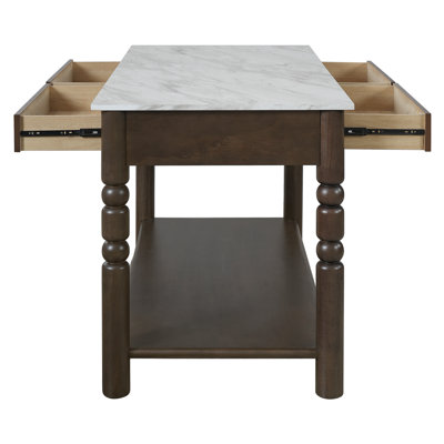 Zoey 56.5" Wooden Kitchen Island with Drawers & Open Storage Shelves