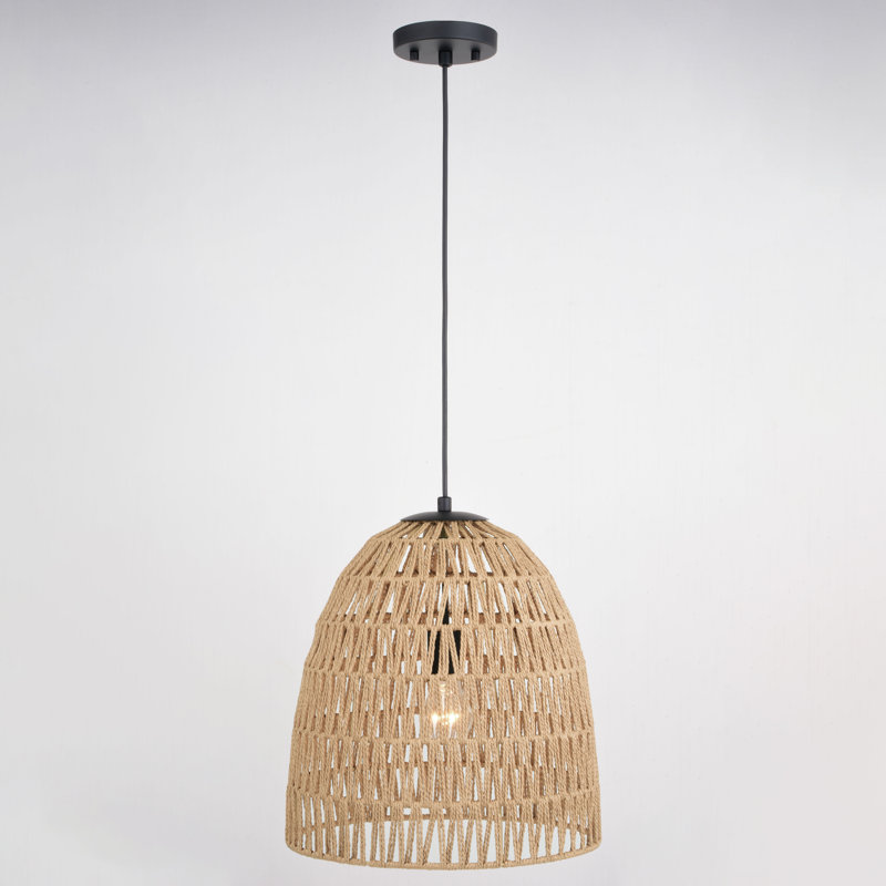 Nassau 1 - Light Matte Black Dome Pendant,  15.25"H x 14"W x 14"D