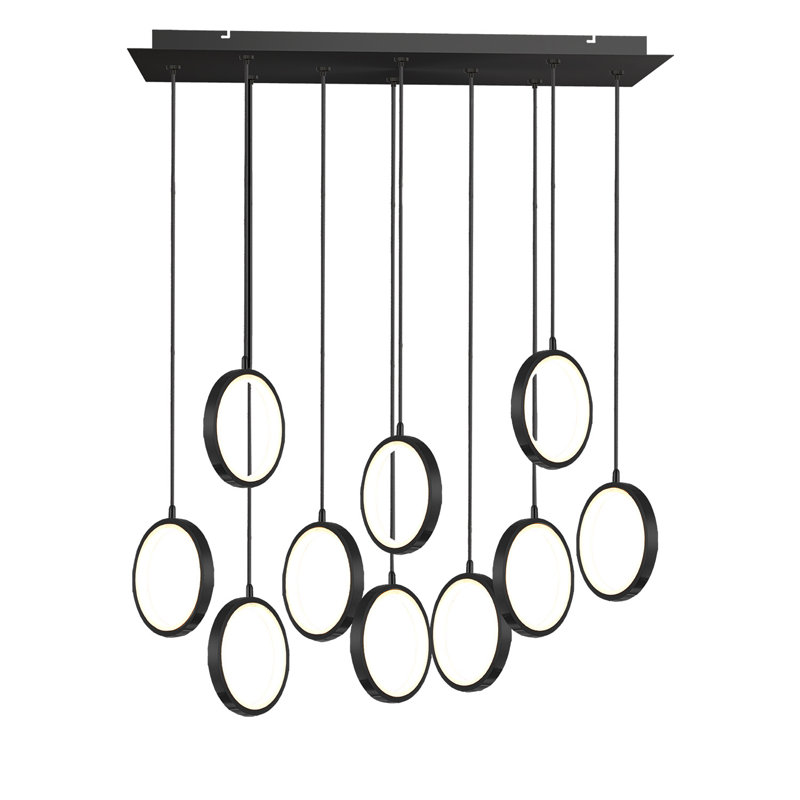 Lauri 10 - Light LED Cluster Pendant, 2" H x 27" W x 10" D, Matte Black