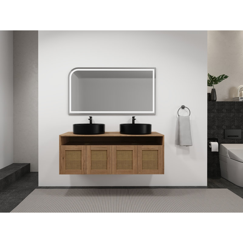 Meuble-lavabo de salle de bain avec lavabo en céramique, Noir