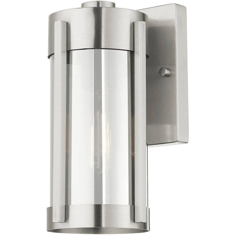 2 Light Outdoor Wall Lantern Pendant, Electrical Plated Smoke Glass Shade, Brushed Nickel