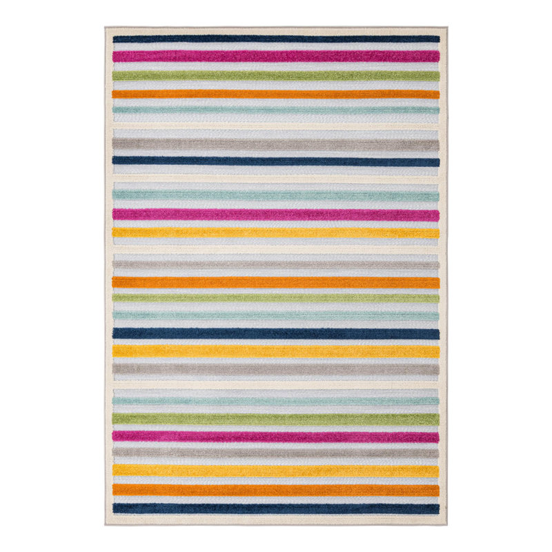 Striped Indoor / Outdoor Rug, Rectangle 5'3" x 8'