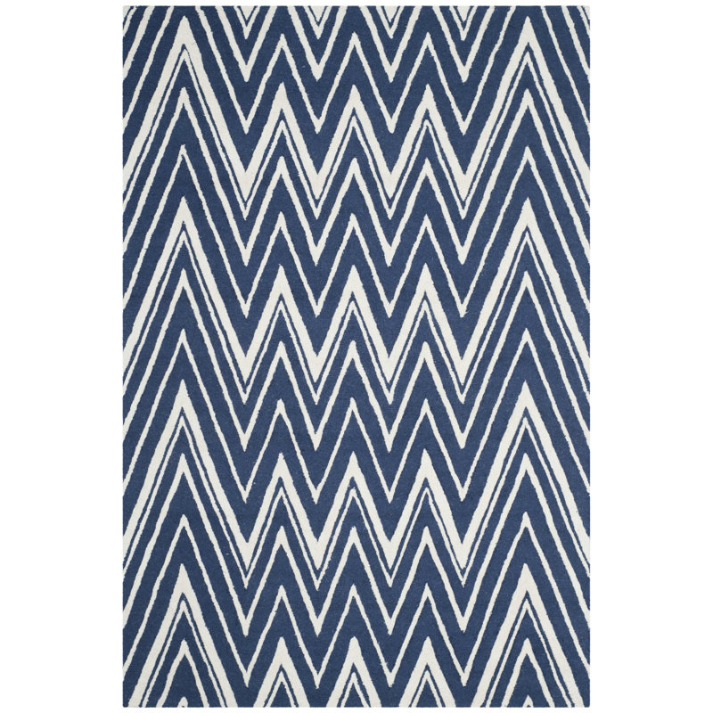 Sanyla Hand Tufted Wool Chevron Rug, Rectangle 4' x 6'