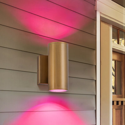 Outdoor Gold Wall Light With Rgb Led