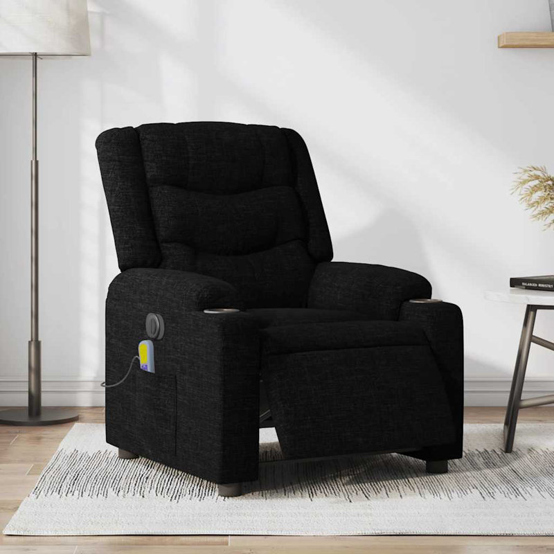 Upholstered Massage Chair, Black, Electric Push Back