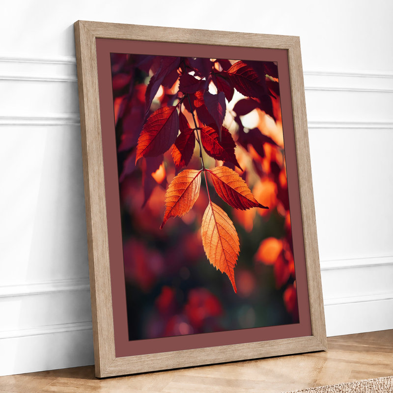 Autumn Leaves in Gold Botanical - Framed Print, Oak, A4 - 29.7 x 21.0 cm