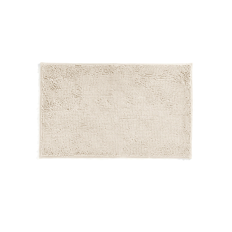 Tapis de bain doux et absorbant en chenille avec envers en caoutchouc antidérapant, Ivoire ivoire, Simple - L 34 po x l 21 po