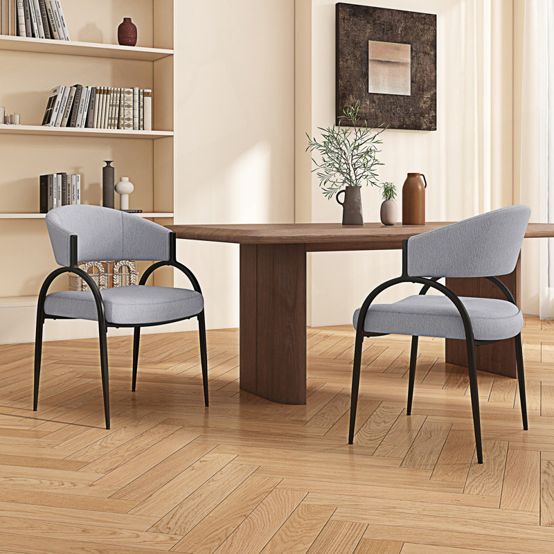 Upholstered Dining Chairs With Metal Legs, Grey
