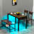 43.3” Dining Table Set for 4 with LED Lights & USB-C Outlet, Modern Kitchen Table with Bench & 2 Chairs, Rectangular Metal Frame Dining Furniture for Small Spaces & Apartments-883193218