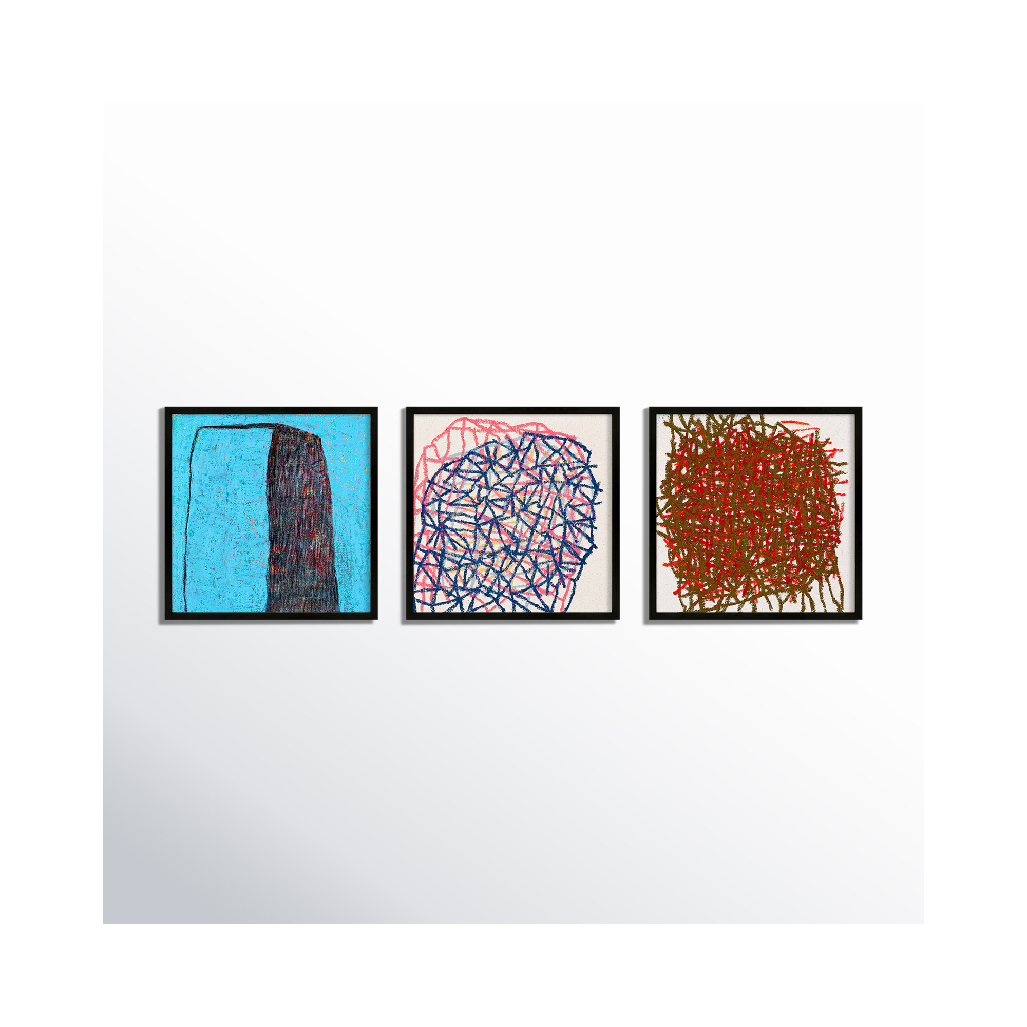 Tangle. Set Of 3 by Stephanie Dennis, Black, 30" H x 90" W  x 1.25" D