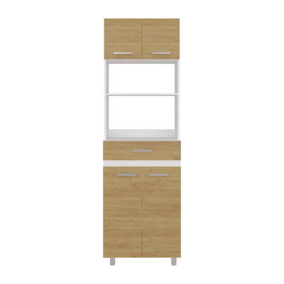Unité de rangement de cuisine autoportante Pantry pour la nourriture, la vaisselle ou les appareils électroménagers, chêne blanc / naturel