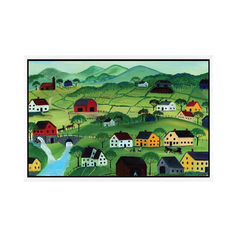 Countryside by Cheryl Bartley - Painting on Canvas, White Framed, 45.72cm H x 66.04cm W x 3.81cm D