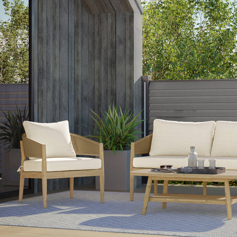 Chaise de patio en acacia avec coussin