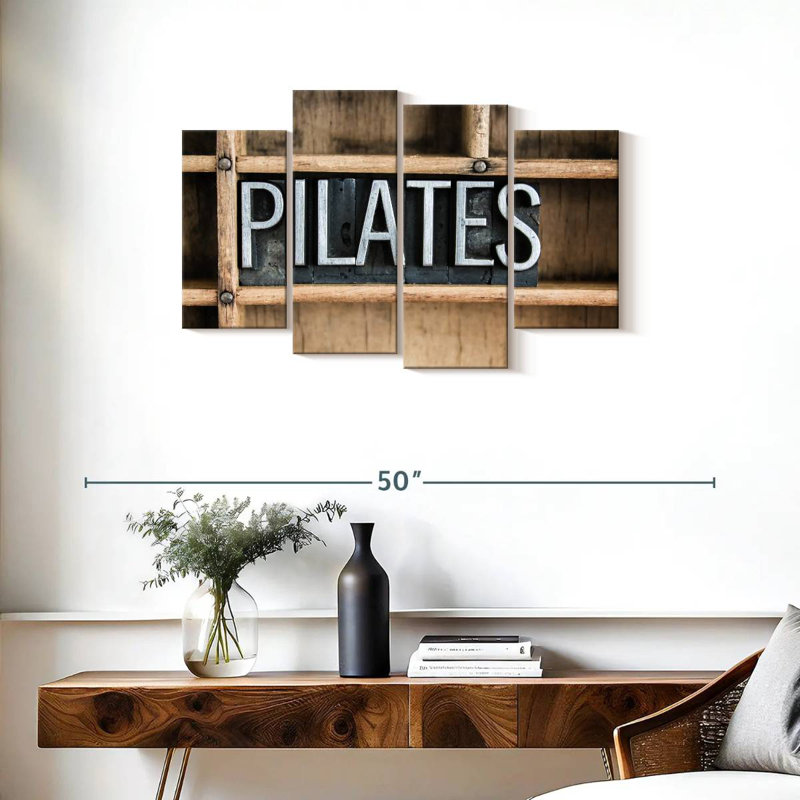 Sireci Pilates Metal Typography, 22" H x 36" W