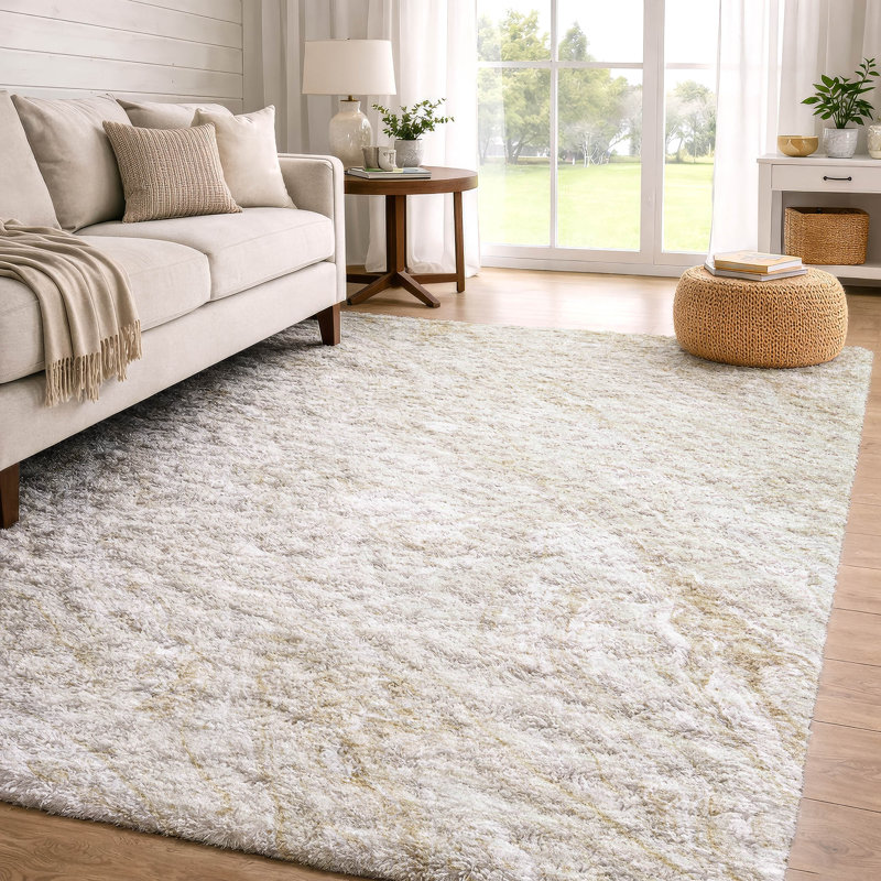 Tapis à poil long de qualité supérieure lavable à la machine ADS640, Ivory, 5' x 7'6"